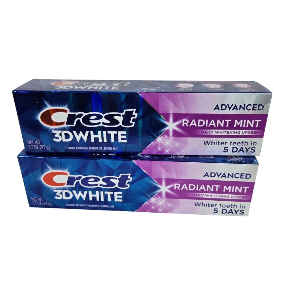 Crest 3D White Radiant Mint Whitening 3.3 oz Toothpaste NEW 2 pack - Picture 1 of 2